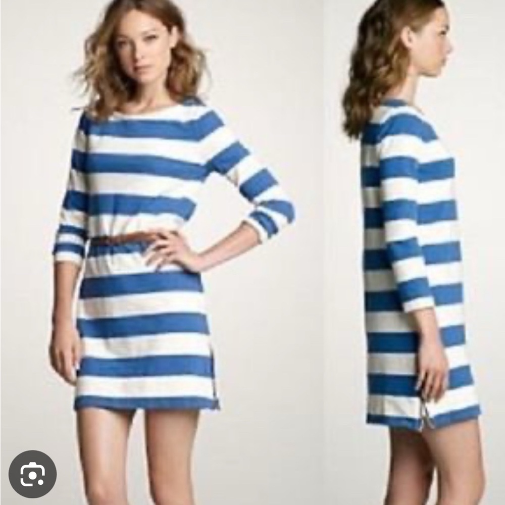 J Crew‎ women’s Size XL Striped Dress Long Sleeve blue and white